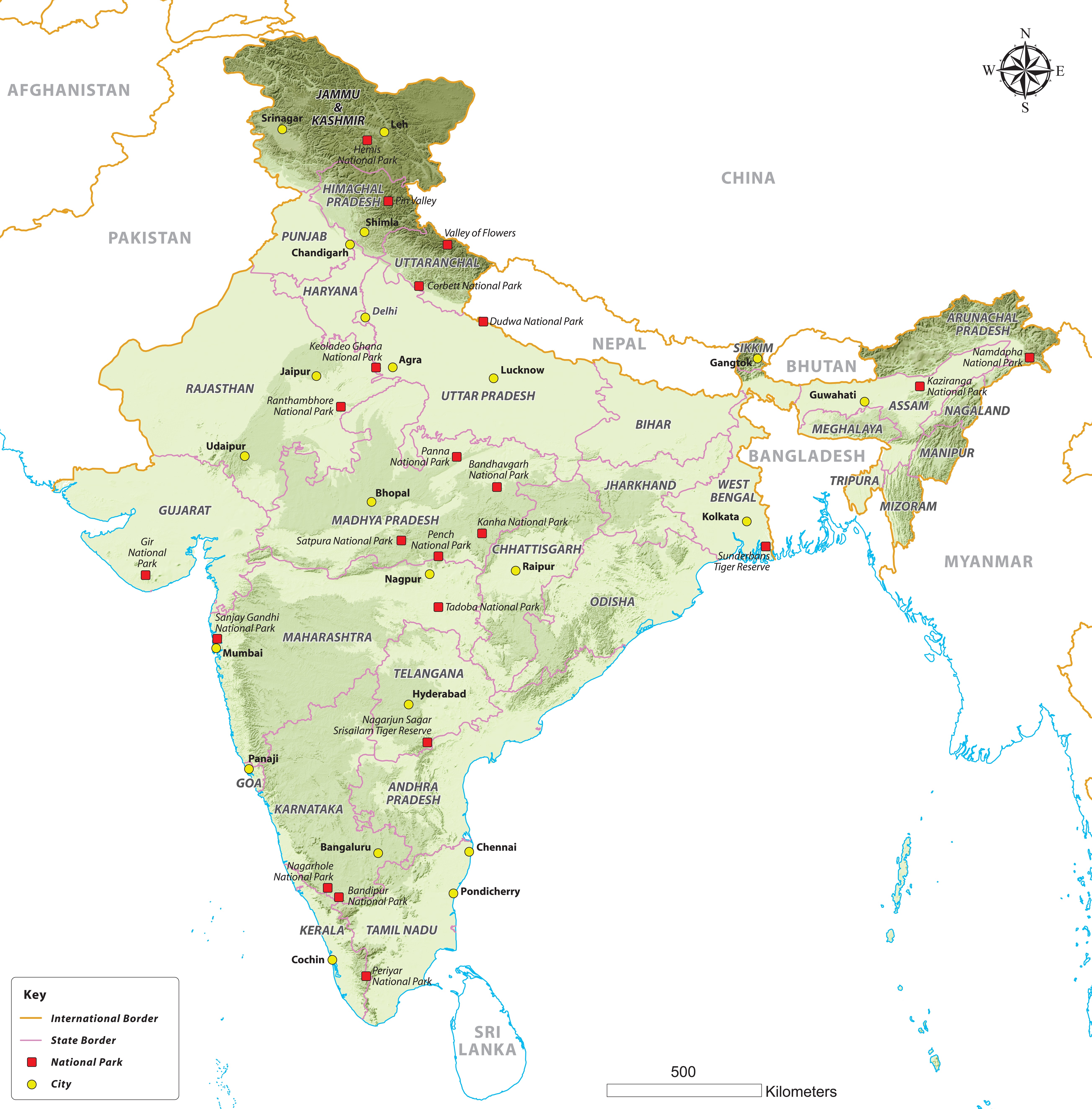 National Park In India map